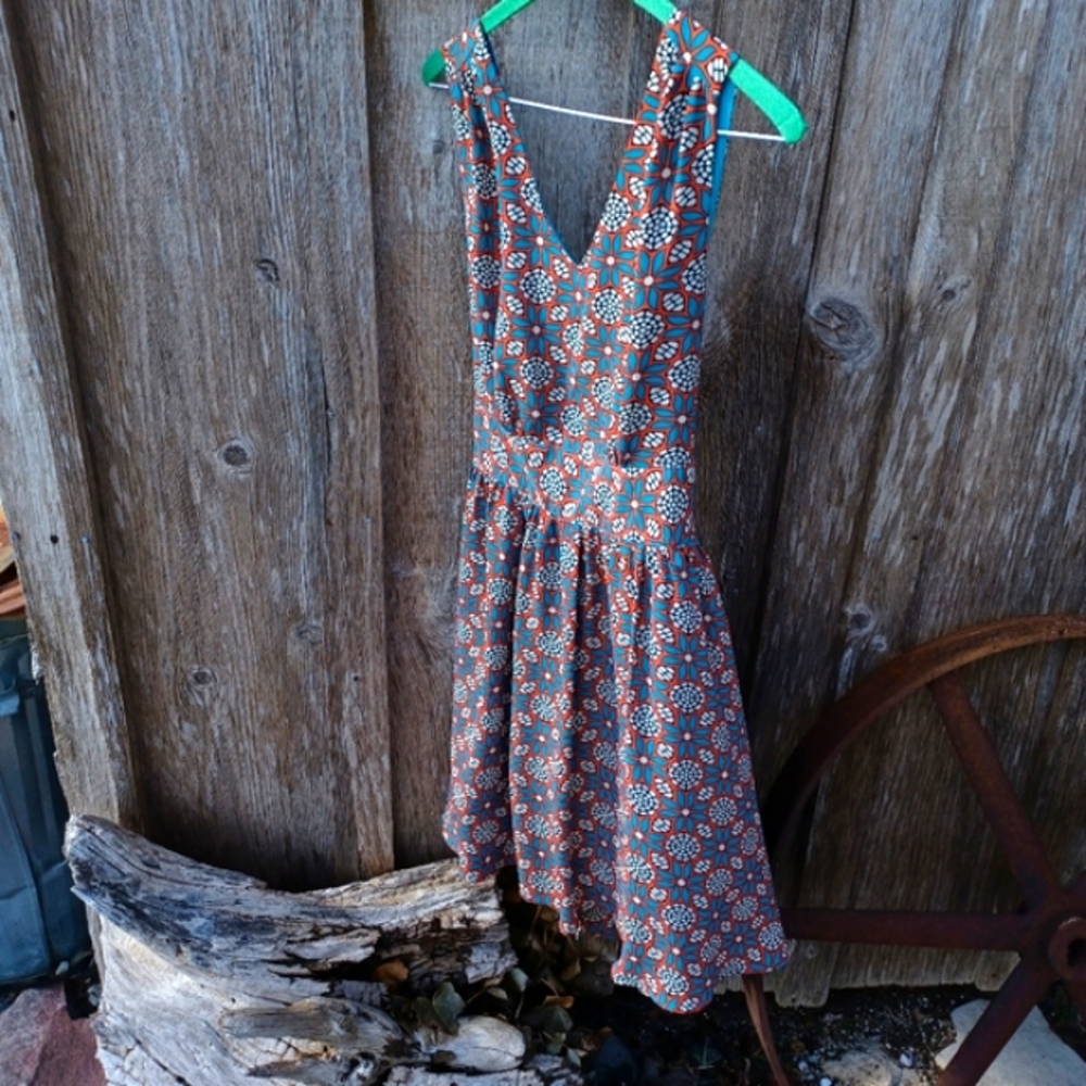 Darling Dress, Teal and Orange Midi